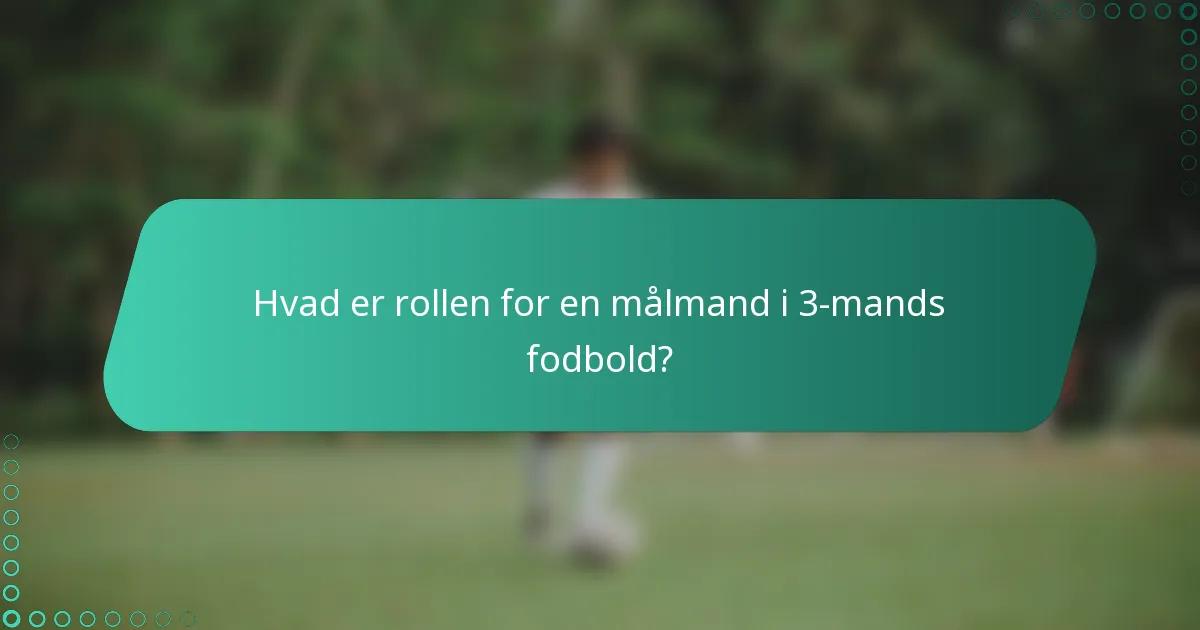 Hvad er rollen for en målmand i 3-mands fodbold?