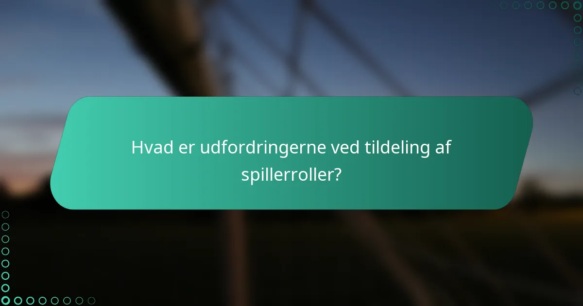 Hvad er udfordringerne ved tildeling af spillerroller?
